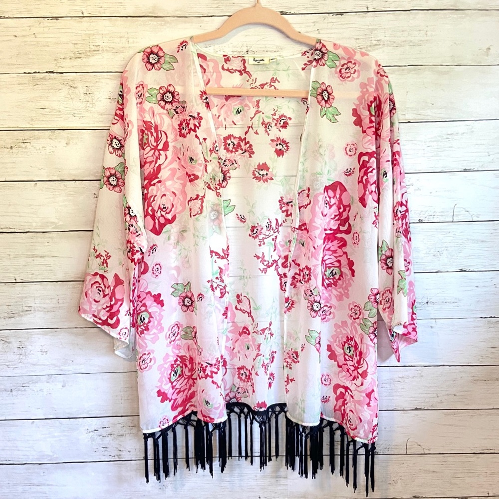 Floral Kimono with Tassels Symple NYC